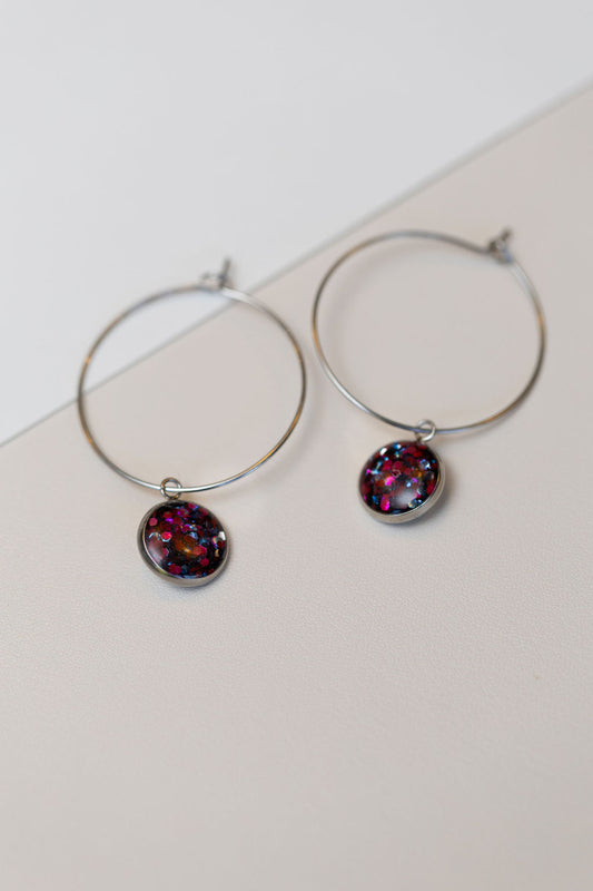 Chloe Fine Silver Hoops in Midnight