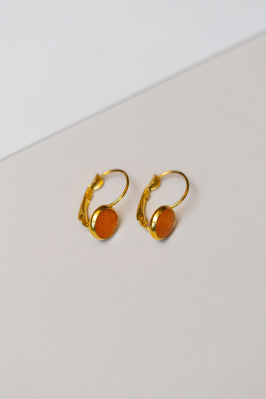 Lara - Gold plated drop earrings in Clementine