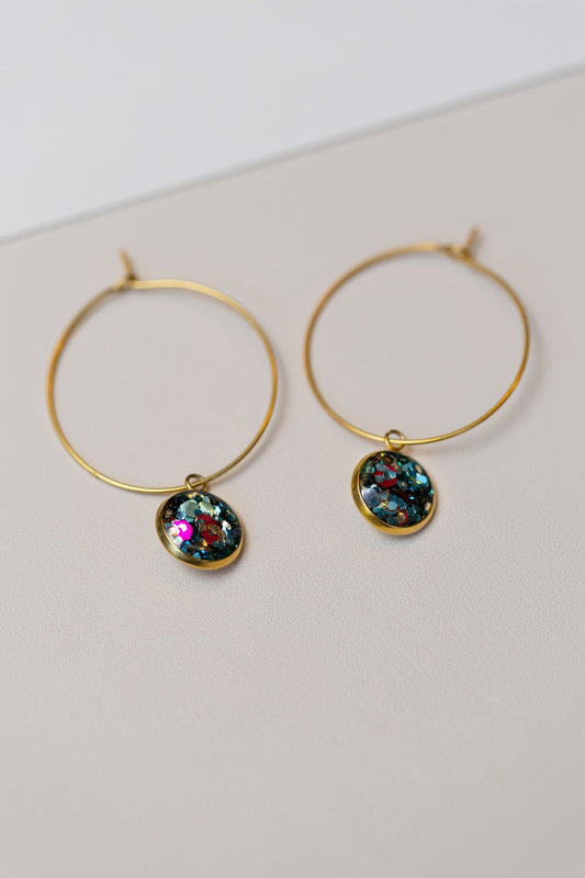 Chloe - Fine Gold-Plated Hoops in Peacock