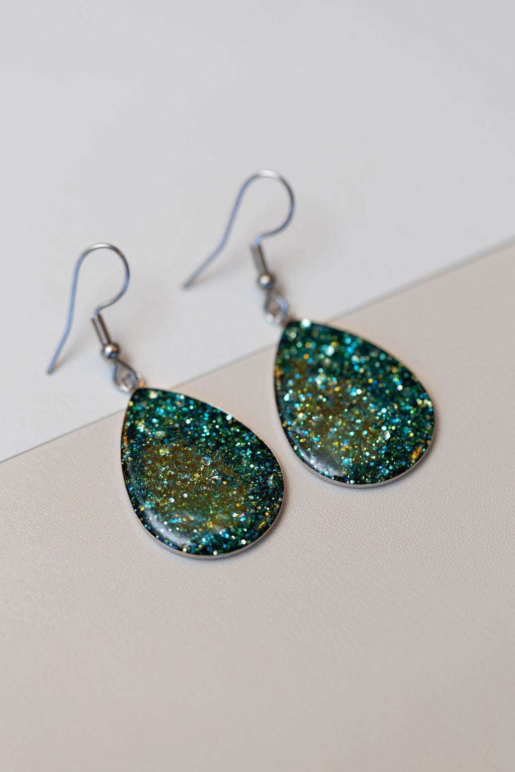 Ava - Silver Drop Earrings in Emerald Green